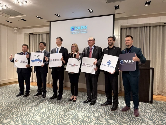 Representatives from the organizations forming the Silicon Photonics at Arizona-Kaohsiung Center announce the partnership's launch.